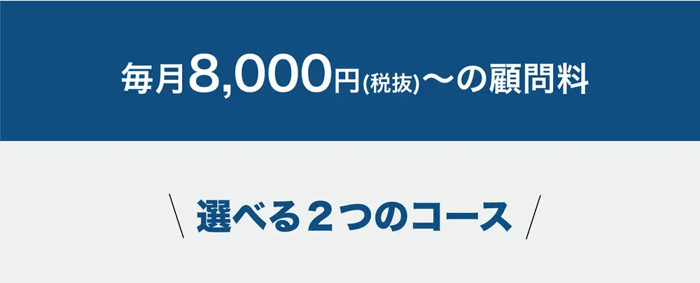 毎月8,000円（税抜）〜の顧問料

選べる2つのコース